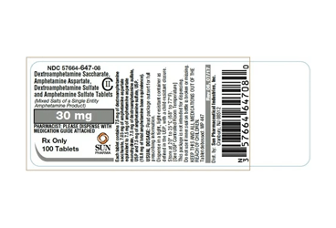 AMPHETAMINE SALTS 30 MG 100 TABLETS